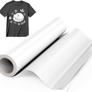 Hisiu White HTV Heat Transfer Vinyl,12" x8ft White Iron on Vinyl for T Shirts, White HTV Vinyl Roll Compatible with Cricut and All Cutting Machine, Stretch Vinyl Easy to Cut and Transfer DIY Design