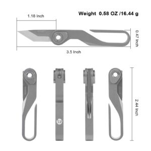 ThruNite Titanium Alloy Small Keychain Knife, Key chian EDC Tool, Mini Pocket Folding Knife with keyring, key organizer Box Cutter for Women Men, Silver