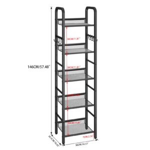 YMYNY 5 Tier Bookshelf, Freestanding Bookcase for Living Room, Bedroom, Home Office, Multi-Functional Storage Rack Organizer, Display Rack with Metal Frame, Rust Resistance, Black, UHBC055B