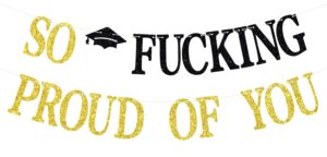 so proud of you banner, congrats grad 2025, you did it hanging decorations, glittery class of 2025 graduation party decorations supplies(gold)