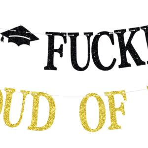 So Proud of You Banner, Congrats Grad 2025, You Did It Hanging Decorations, Glittery Class of 2025 Graduation Party Decorations Supplies(Gold)