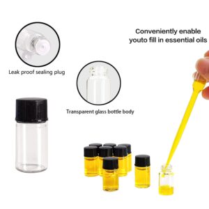 AGENIZ 50PCS 3ml Clear Glass Vials,Small Liquid Sample Bottle with Screw Caps and Plastic Stoppers,for Travel Mini Essential Oil Bottle, Sample Perfume Bottles (3ml)