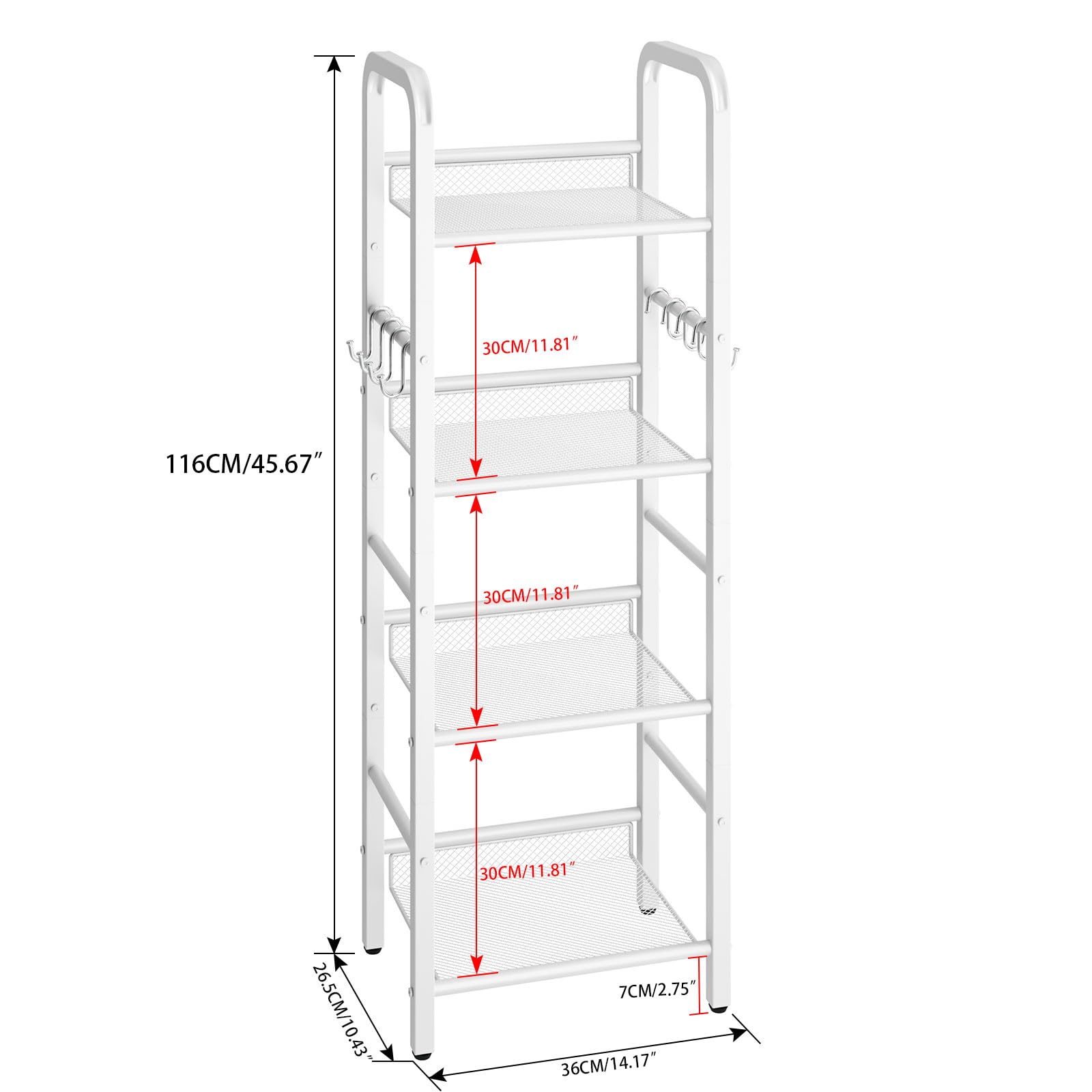 YMYNY 4 Tier Bookshelf, Freestanding Bookcase for Living Room, Bedroom, Home Office, Multi-Functional Storage Rack Organizer, Display Rack with Metal Frame, Rust Resistance, White, UHBC054W