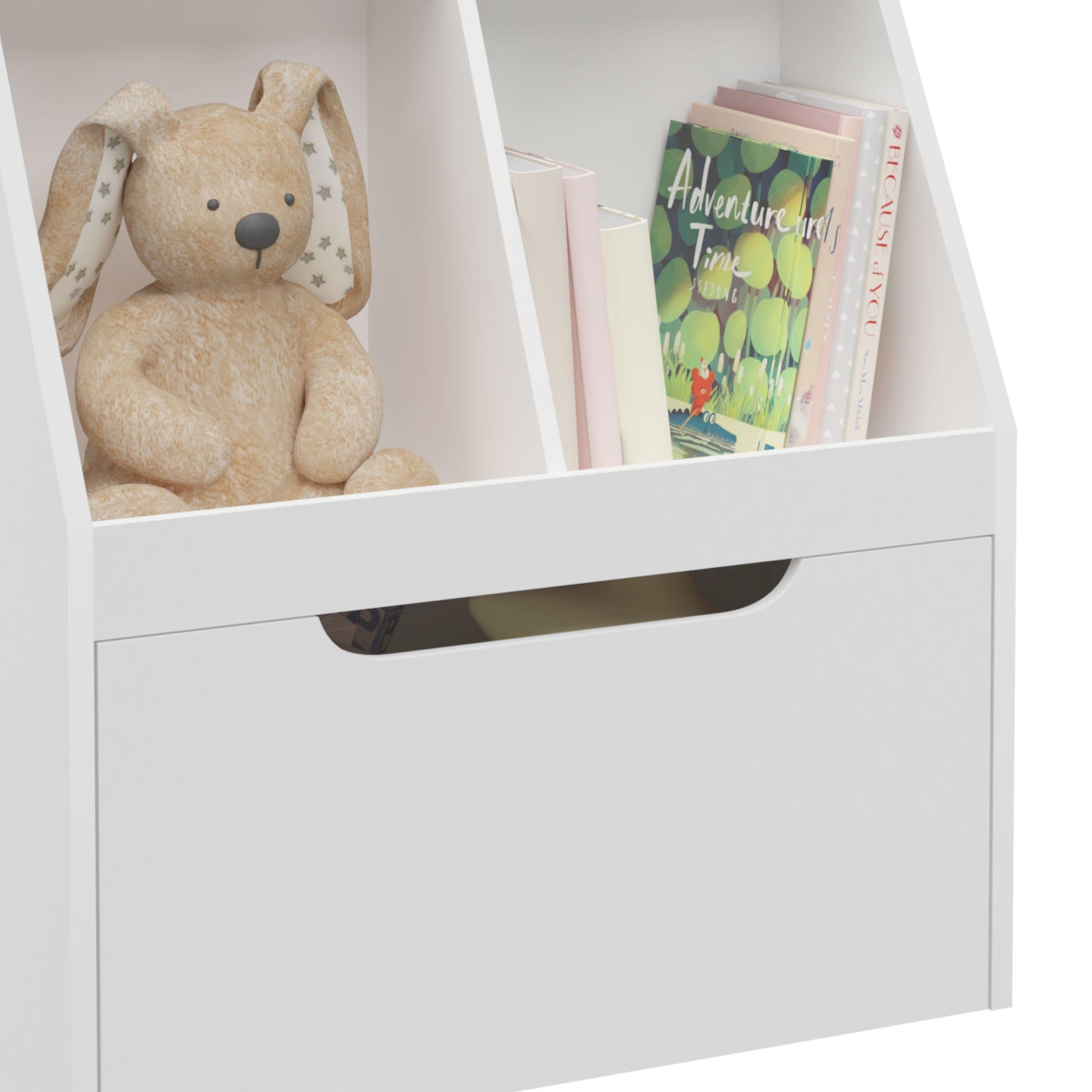 Small Kids Bookcase with Drawers,White Toy Storage Organizer with Bookshelf for Playroom Furniture,Kids Bedroom Nursery,Living Room