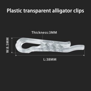 Flocade 120 U-Shape Clear Durable Plastic Alligator Clips for Crafts.Clear Alligator Clips for Fabric.Clear Clothes Pins for Stockings. (120 Pack)