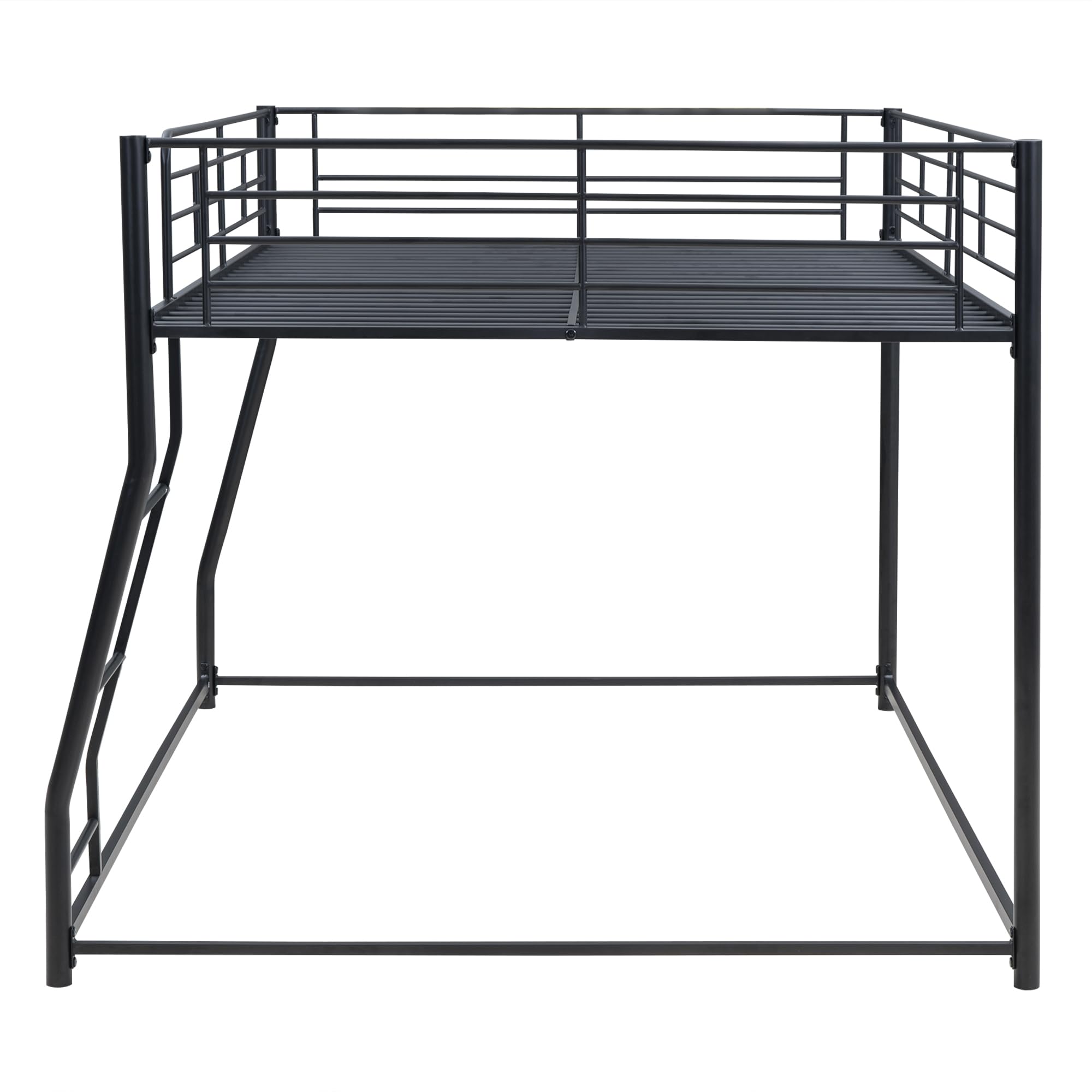 LostCat Full XL Over Queen Bunk Beds for Adults, Heavy-Duty Metal Bunk Bed for Boys Girls Teens Bedroom Dormitory, Storage Space, Noise Free, Easy Assembly, Black