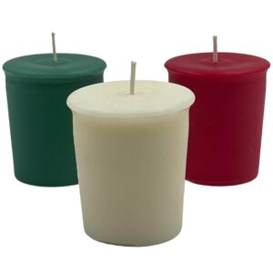 mister candle handmade votive candles scented, holiday & christmas candles collection with essential oils, 15 hour burn time each, assorted 3 of each scent, (mistletoe, holly berry & bayberry)