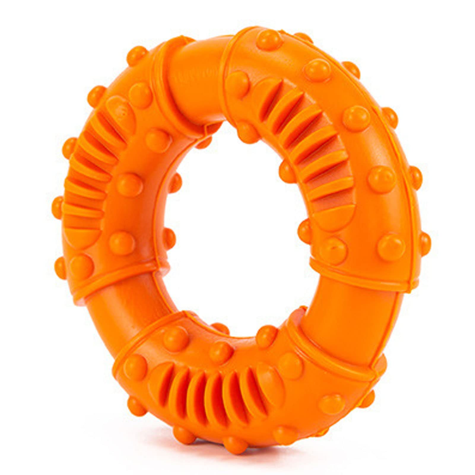 Dog Rubber Teeth Grinding Donut, Bite Resistant Anti Slip Toy, Durable Indestructible Dog Chew Enrichment Toy for Pets Dogs Stress Relief Small Dogs Medium Large(Orange)