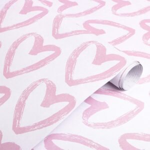 timeet pink wallpaper peel and stick wallpaper modern heart wallpaper contact paper 17.7"x78.7" self adhesive removable wallpaper for bedroom kids room wall decor