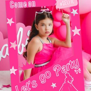 Hot Pink Girls Photo Booth Props Princess Doll Theme Decor Come on Let's Go Party Photo Booth for Bachelorette Party Decoration Pink Girls Birthday Bridal Shower Pink Party Supplies