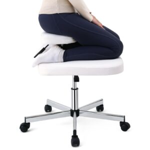 lhoocx cross legged chair, height-adjustable kneeling chair for office and home, ergonomic office chair, criss cross chair (white)