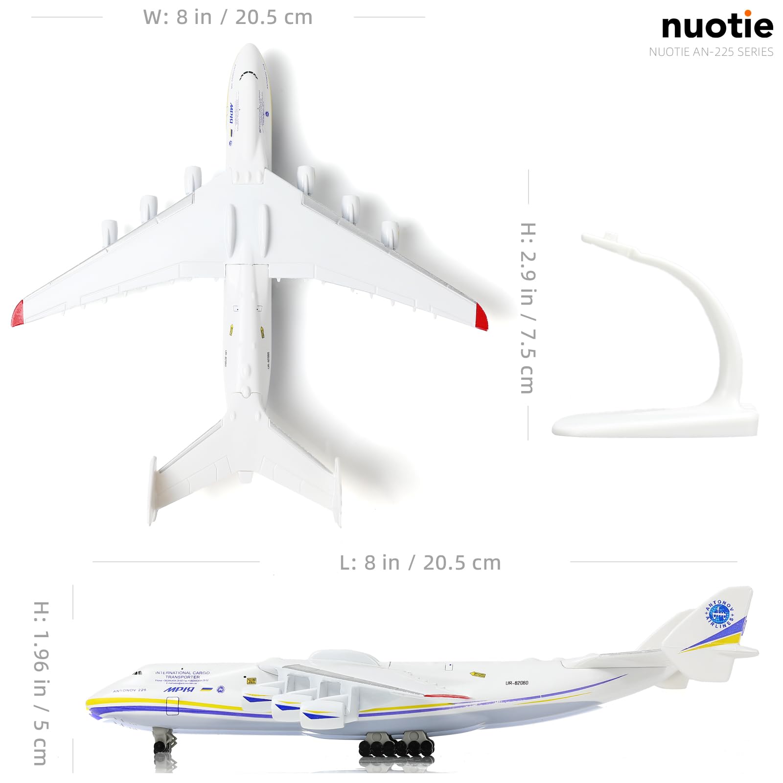 NUOTIE Antonov AN-225 Mriya 1/400 Diecast Aircraft Model Kit Military Transport Airplane Model with Stand for Collections or Gift (Ukrainian Painting)