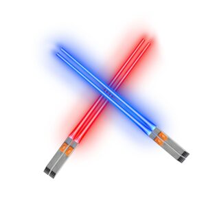 2024 Upgraded Lightsaber Chopsticks -Chopsticks For Kids - Glowing Chop Sticks - Reusable Lightsaber Chopsticks - Great Birthday and Christmas Gift for Movie Fans 2 Pairs (Red/Blue)