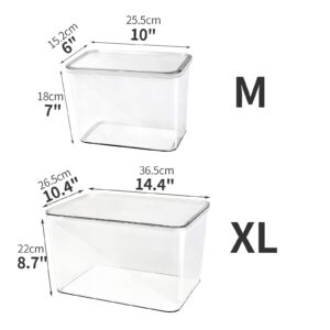 Sgoostood Lidded Plastic Storage Bins Set Clear Desk Basket Box Organizer Kitchen Container Clothes Laundry Closet Cabinet Shelf, Organization and Storage for Shelves Office Bathroom(clear 3XL+2M)