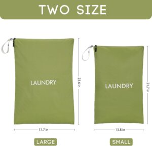 Scandihome Travel Laundry Bag Foldable Washable Waterproof Wet Bathing Suit Travel Workout Dry Bag for Gym Dirty Clothes Swimming Yoga(2 Pcs Large+Small) Green