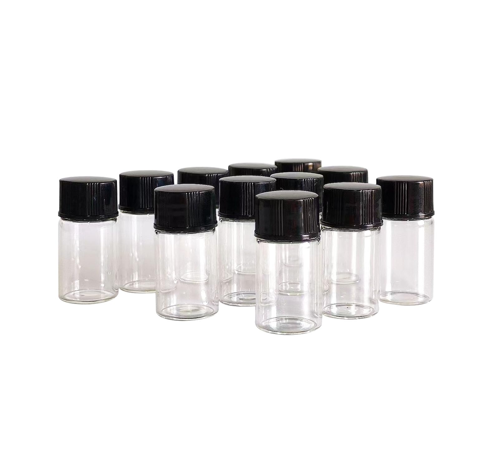 AGENIZ 50PCS 3ml Clear Glass Vials,Small Liquid Sample Bottle with Screw Caps and Plastic Stoppers,for Travel Mini Essential Oil Bottle, Sample Perfume Bottles (3ml)