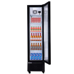 NAFCOOL Commercial Beverage Refrigerator Display Fridge,Slim Single Glass Door Merchandiser Drink Cooler with LED Light Adjustable Shelves,ETL and NSF Approval,6 Cu Ft,16.15" Wide