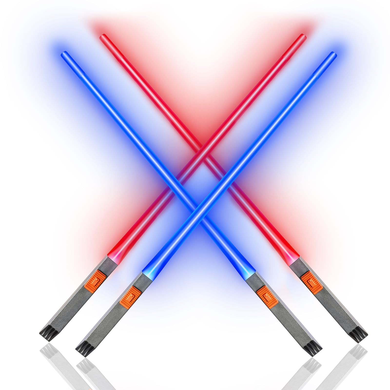 2024 Upgraded Lightsaber Chopsticks -Chopsticks For Kids - Glowing Chop Sticks - Reusable Lightsaber Chopsticks - Great Birthday and Christmas Gift for Movie Fans 2 Pairs (Red/Blue)