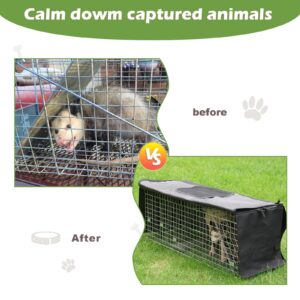 Anmials Trap Cage with Cover & Glove, Trap Cages Cover with Mesh Window for 1-2 Door Humane Animal Trap Cage 32 x 10 x 12inch