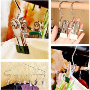 2024 New Space-Saving Clothespin Hat Pants Storage Hanging Travel Hook, 360° Swivel Stainless Steel Hangers with Clips, Laundry Hooks Hanging Clips Clothes Pins Socks Towel Clips (A-Black 30PCS)