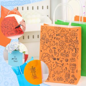 LovesTown 18PCS Gift Bags with Tissue Paper, Party Favor Bags with Handles Small Gift Bags Set 6 Colors for Gift Wrap Birthday and Wedding