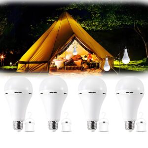 lingwarm 4pack white rechargeable emergency 15w led light bulb,energy saving,eye protection,100w equivalent,1500lm,white light 6000k,e26/27 base,2200mah lithium battery