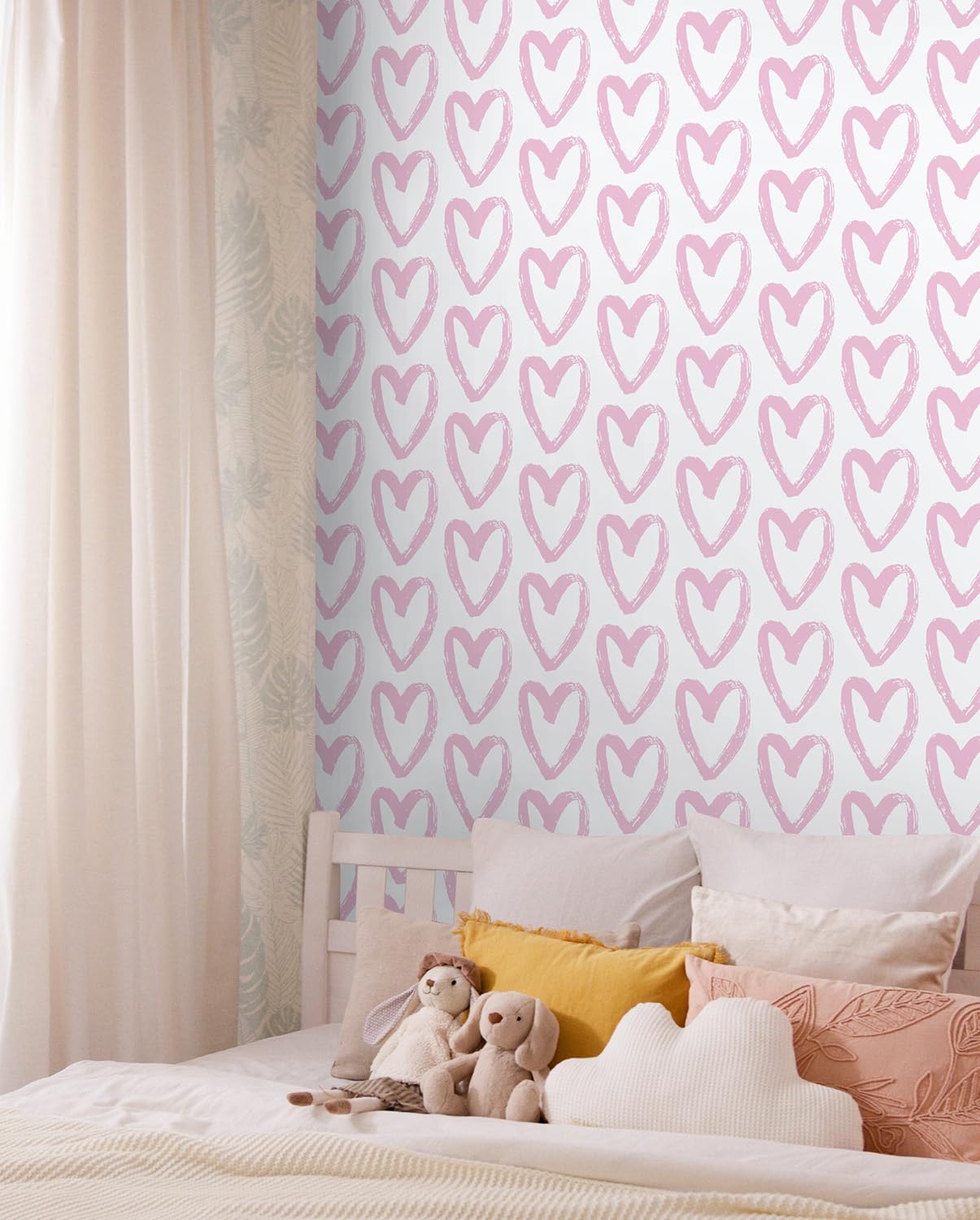 Timeet Pink Wallpaper Peel and Stick Wallpaper Modern Heart Wallpaper Contact Paper 17.7"x78.7" Self Adhesive Removable Wallpaper for Bedroom Kids Room Wall Decor