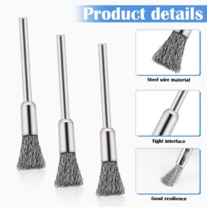 Steel Cleaning End Brushes Pen 20 Pcs, 1/5″ X 1/8″ Wire End Cleaning Brush Metal, Extended Small Wire Brush Rust Paint Removal Bits Polishing Rotary Tools Accessories