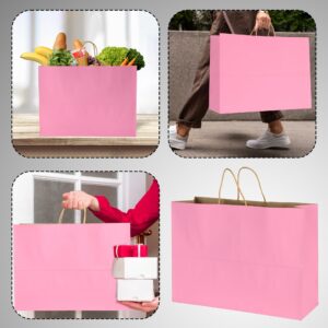 BLEWINDZ 70Pcs Pink Gift Bags Large 16x6x12 Inches Kraft Paper Bags with Handles Bulk – Goodie Bags Shopping Bags for Grocery Merchandise