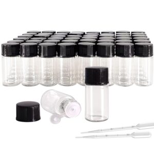 AGENIZ 50PCS 3ml Clear Glass Vials,Small Liquid Sample Bottle with Screw Caps and Plastic Stoppers,for Travel Mini Essential Oil Bottle, Sample Perfume Bottles (3ml)