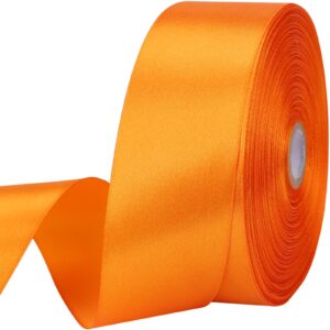 1-1/2 inches 50 yard orange satin ribbon for gift wrapping, wedding, crafts, christmas,easter, floral, hair, invitation decorations and more