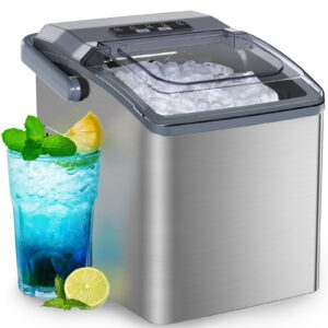 bebisuny ice makers countertop - ice maker machine 6 mins 9 bullet ice, 26 lbs/24 hrs, portable countertop ice maker with self cleaning function, ice maker for home/kitchen/party, stainless steel