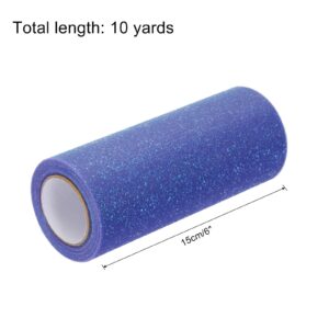 MECCANIXITY 6 Inch Rainbow Glitter Tulle Ribbon Rolls Net Fabric 10 Yards for Skirt Sewing Christmas Wedding Gift, Blue/Purple/White