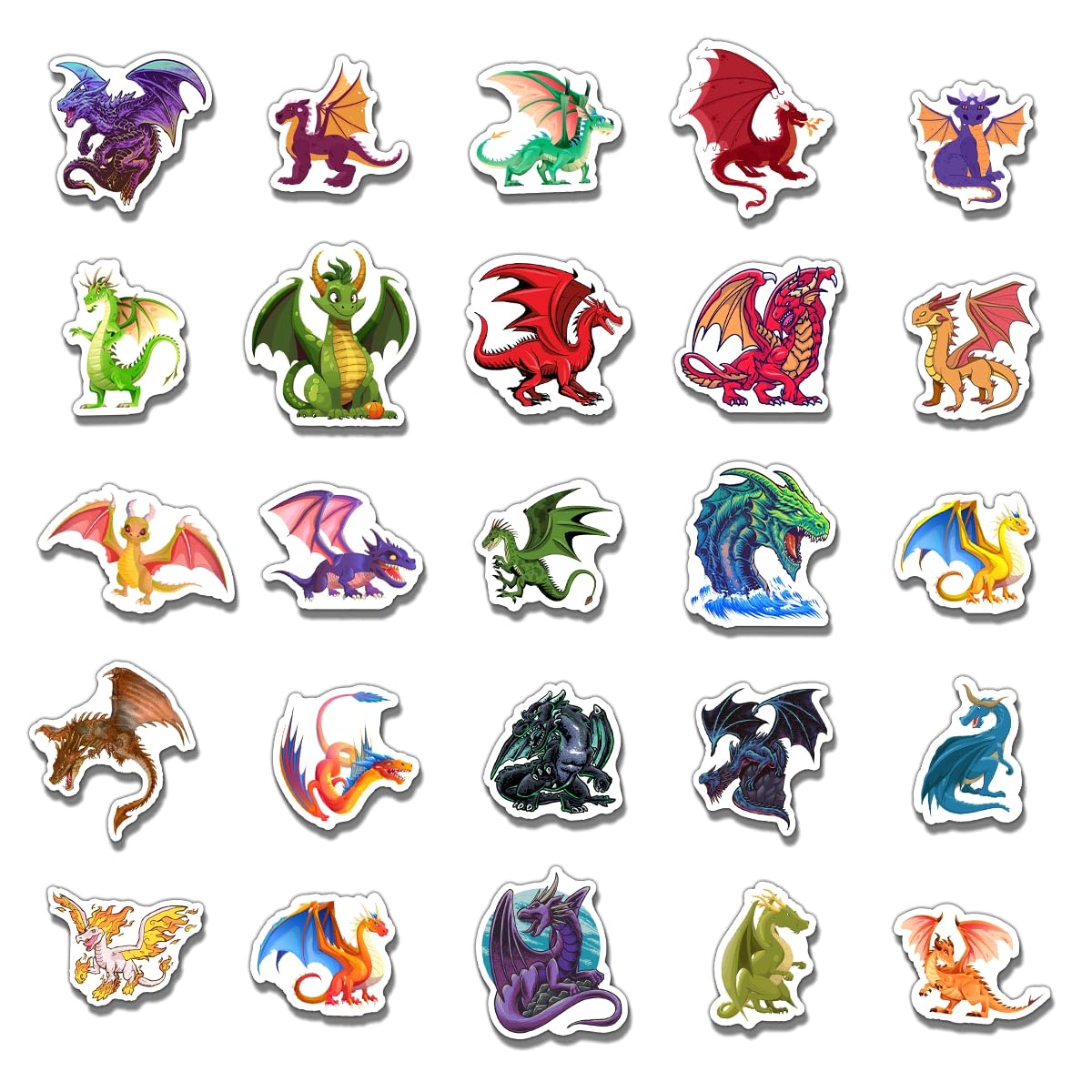 Pack 50 Pcs Cute Animal Dragon Stickers for Water Bottles Waterproof Laptop Luggage Cups Computer Journaling Teens Adults Girls Boys Aesthetic Sticker Packs Small Vinyl Decals