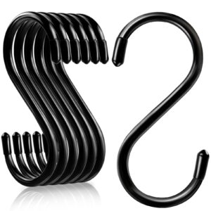 dapute 5 inch s hooks, large s hooks for hanging heavy duty, vinyl coated s hooks 6 pack sturdy non slip kitchen and closet s hooks for hanging jeans, plants, pots, mugs, pans, feeders(black)