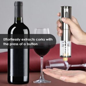 Electric Wine Opener Set with Stand, Wine Gift Set with Rechargeable Wine Opener, Wine Aerator, Foil Cutter, Vacuum Pump and 2 Stoppers, 7-in-1 Wine Bottle Opener Set for Home Party Bar Outdoor Gift