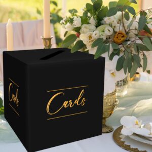 HEIPINIUYE Black Card Box Wedding Envelope Box Gift Card Box Holder Card Box for Wedding Birthday Baby Shower Party Raffle Box