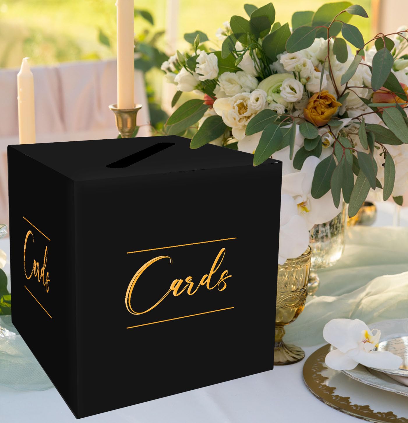 HEIPINIUYE Black Card Box Wedding Envelope Box Gift Card Box Holder Card Box for Wedding Birthday Baby Shower Party Raffle Box