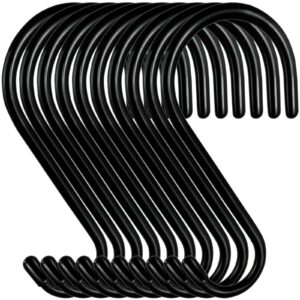 dapute 4.5 inch s hooks for hanging, 10 pack heavy duty s hooks non slip closet hooks, large s hook hanger for hanging jeans, clothes, purse, bags, pan, cups, tools (black)