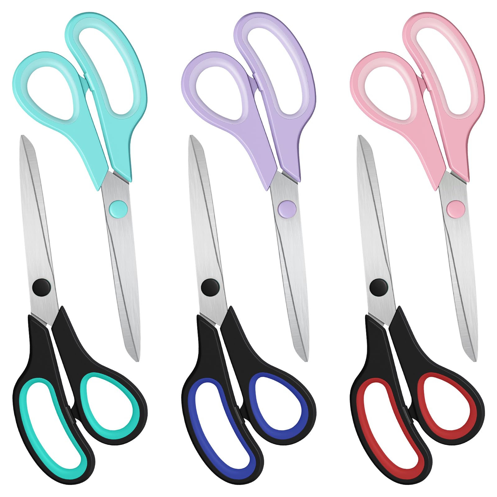 Scissors 6-Pack, 8'' Multipurpose Scissor with Ultra Sharp Blades, Easy Grip Handles, Stainless Steel Scissor for Office Supplies Craft Home, High/Middle School Student Teacher Scissors Bulk (6 pack)