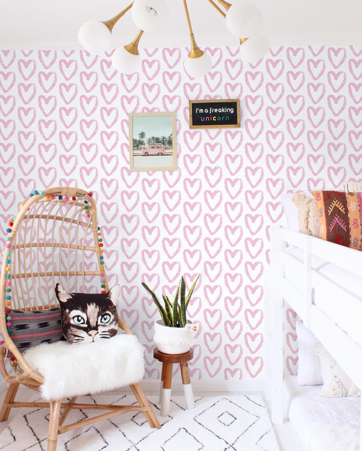 Timeet Pink Wallpaper Peel and Stick Wallpaper Modern Heart Wallpaper Contact Paper 17.7"x78.7" Self Adhesive Removable Wallpaper for Bedroom Kids Room Wall Decor