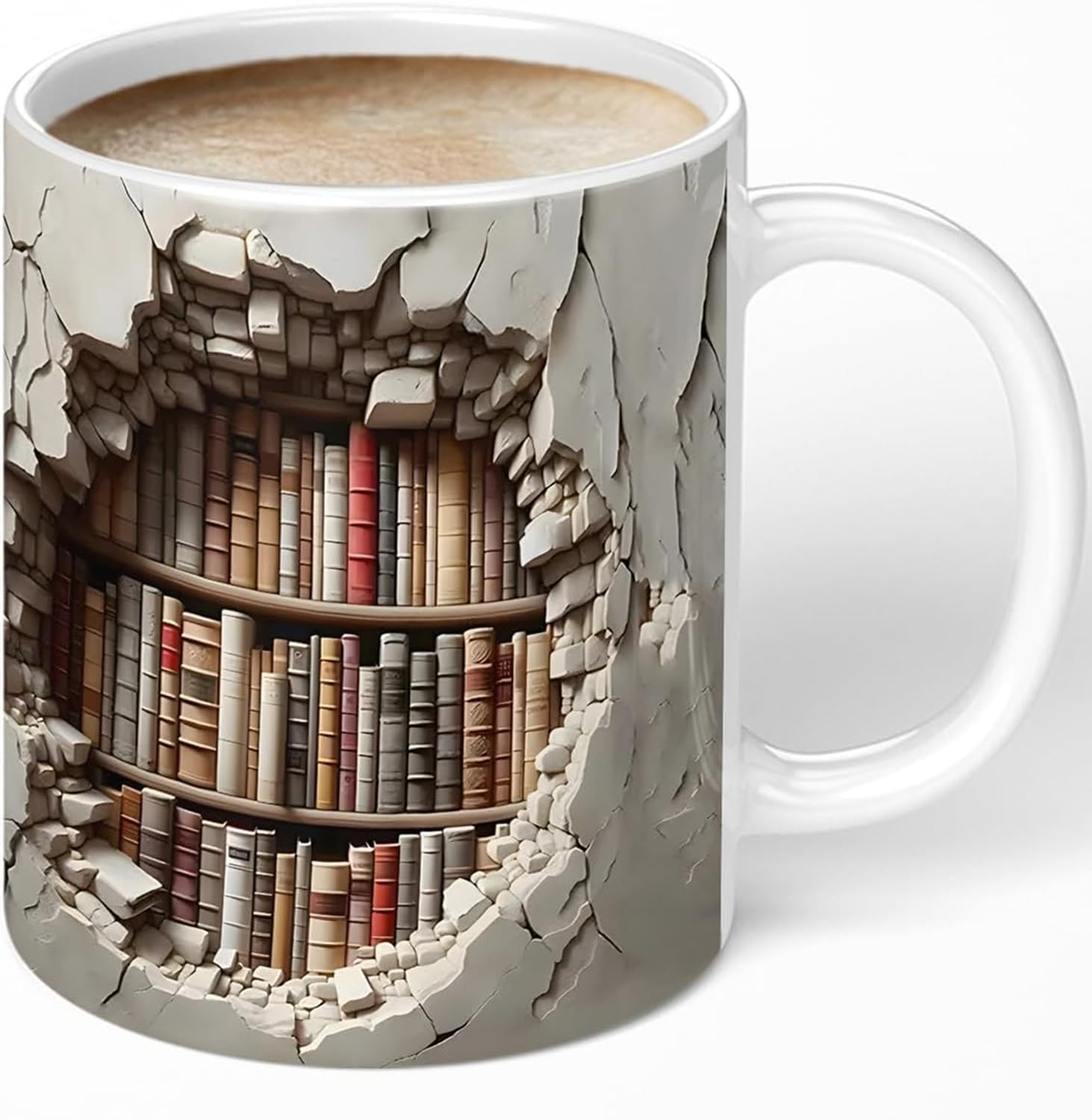 Aigori Library Bookshelf Mug, Cool Bookish Ceramic Coffee Mug, Book Lovers Gifts for Readers, Creative Book Club Mug(11oz), Novelty Gifts for Birthday Christmas Men Women Friends