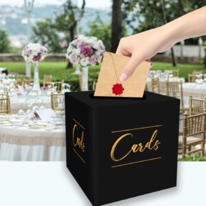 HEIPINIUYE Black Card Box Wedding Envelope Box Gift Card Box Holder Card Box for Wedding Birthday Baby Shower Party Raffle Box