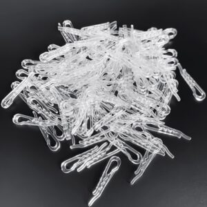 Flocade 120 U-Shape Clear Durable Plastic Alligator Clips for Crafts.Clear Alligator Clips for Fabric.Clear Clothes Pins for Stockings. (120 Pack)