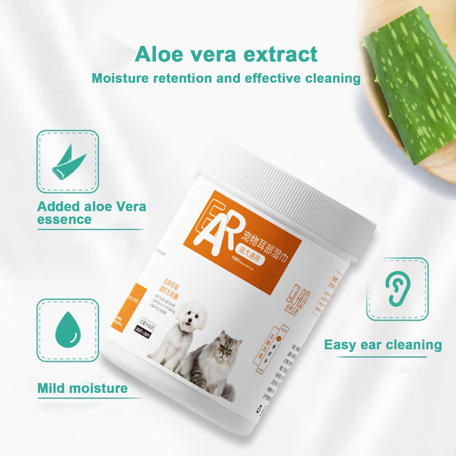 Axfbim Dog Eye Wipes, Pet Tear Stain Remover Wipes, 220-Count Eye Wipes for Cats and Dogs, Cat Dog Eye Cleaner, for Gently Cleaning Eyes, Prevents Tear Stains