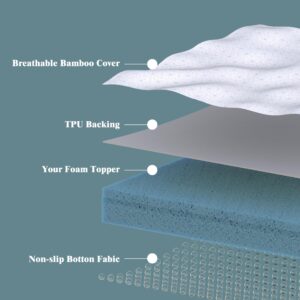 Ferlizer Waterproof 3" [Twin] Mattress Topper Cover Ultra Soft & Corner Straps, CertiPUR-US Certified