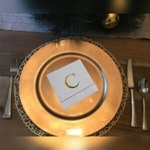 Ottin Monogrammed Letter C 120 Packs Initial Paper Cocktial Napkins 5'' Elegant Metallic Golden Foil Disposable Napkins for Brithday Wedding Party Engagement Baby Shower Bridal Shwer