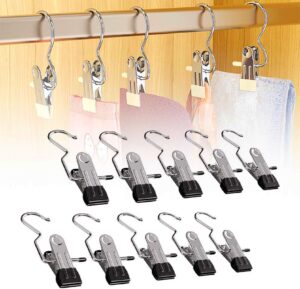 2024 new space-saving clothespin hat pants storage hanging travel hook, 360° swivel stainless steel hangers with clips, laundry hooks hanging clips clothes pins socks towel clips (a-black 30pcs)