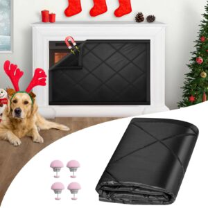 magnetic fireplace draft cover, fireplace blocker blanket for heat loss, indoor fireplace draft stopper with 12 magnets for iron fireplace frame, fireplace blanket for insulation black 36" w x 32" h