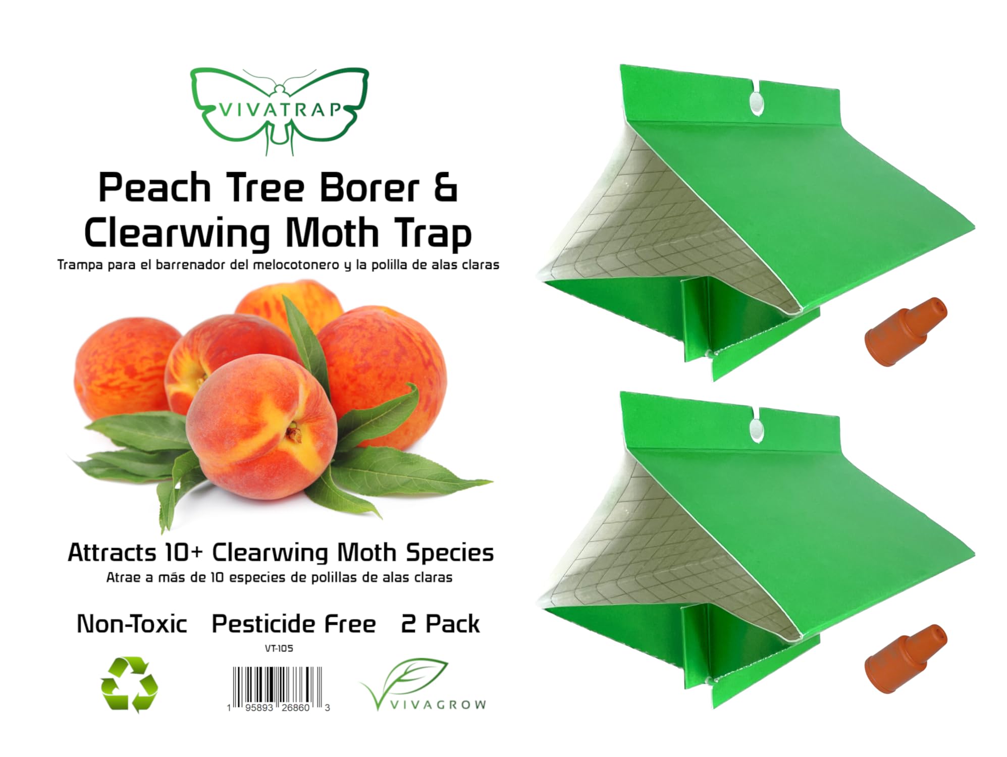 VivaTrap VT-105 Peach Tree Borer + Clearwing Moth Trap & Lure (2 Pack, 8 Week)